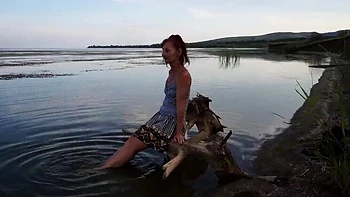 Natella Dance Hot MILF Striptease on Volga River Beach