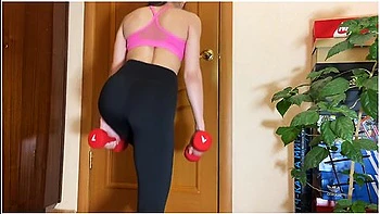 Sports Bra - Sexy Girl Working Out At Home