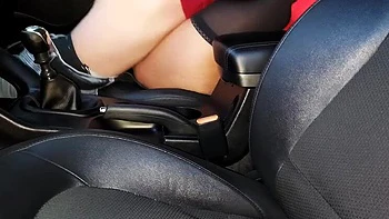 Step Mommy Fucks Taxi Driver in Public Car - Horny Mature in Lingerie Gets Wet Outdoor Orgasm