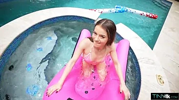 Kylie Quinn Poolside Fuck - Petite Babe Gets Wet and Takes Big Cock