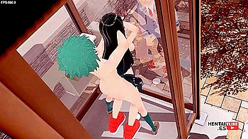 Car Toon In Boku No Hero Academia Hentai - Deku Fucks Tsuyu While Uraraka Watches Them And Bakugou Jerks Off Wat