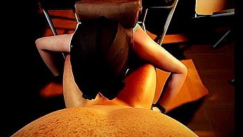 Lara Blowjob Under The Table Parody With Tomb Raider