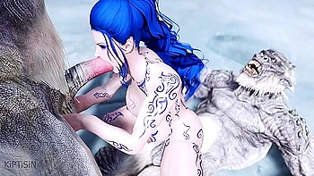 Two Big Troll Fucks Sexy Curvy Blue Magician Amelia