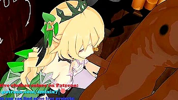 Genshin Impact Fischl Blowjob Hentai Blonde Girl Half Naked Mmd 3d Dark Brown Clothes Color Edit Smixix