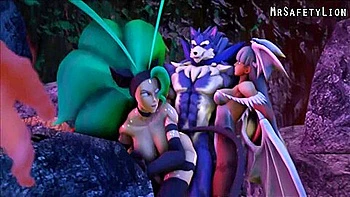 Furry Wolf Fucks Two Succubus