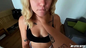 Husband Cheats on Wife with Nanny - Blonde Teen Gets Huge Facial Cumshot