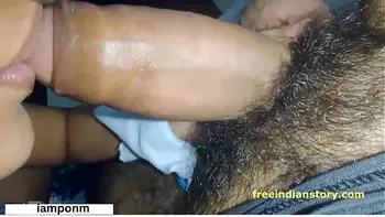 Indian Bhabhi relaxing his Husband by giving slow blowjob Hindi