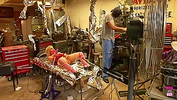 This Blonde Bitch Got Her Ass Banged By A Dildo And Pussy By A Man