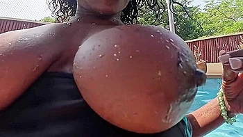 Ebony Busty African Milf Needs A Good Fucking From Her Boss By The Pool
