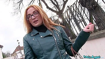 Sexy Redhead Student 18+ Nerd In Glasses Fucking In The Bushes - Outdoor Reality Porn