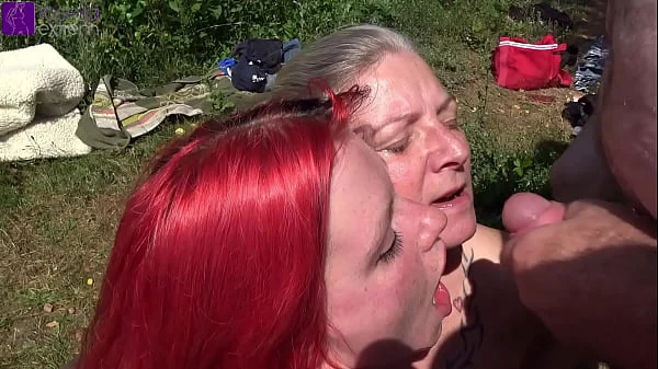Together with stepdaughter, dirty used by countless men at a bathing lake! Part 3