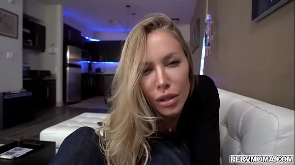 Lucky stud getting a deepthroat blowjob from his hot stepmom