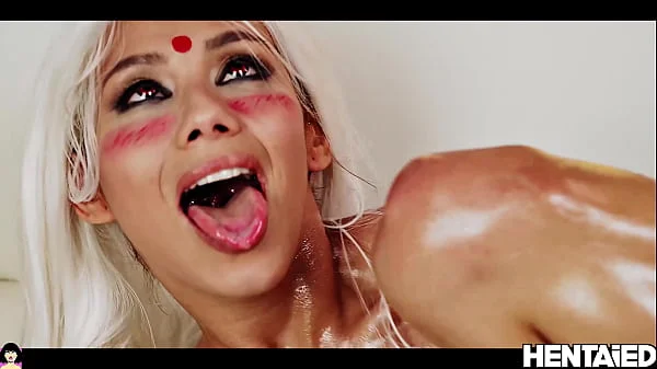 Oriental Woman double penetration by Fuck Machine with Extreme Squirting