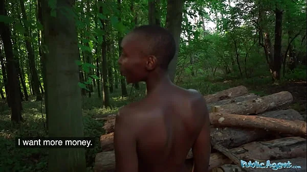 Public Agent Ebony model Zaawaadi taken into the woods for hard outdoor fucking