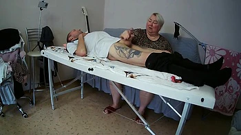 Stepmother-in-law Sucks And Jerks Off My Dick On The Massage Table And Swallows Cum