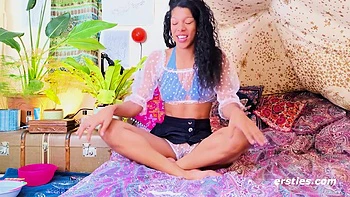 Uk Babe Sabrina J Uses A Glass Dildo To Masturbate