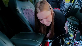 Stacy Starando And Alan Fisk - Car Slut Sucks & Gets Fucked After Catching A Public Jerk - Pov