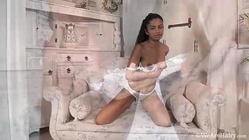 Alishaa Mae strips off dress and panties on couch - WeAreHairy