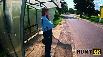 HUNT4K. Redhead babe was really shy to fuck while girlfriend was watching