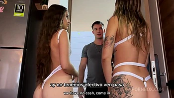 Stepsisters Sofia Smith And Jazmine Withe Pay Deliveryman In