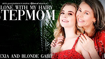 Hot Young Blonde Gabie Licking Her Stepmom Alexia's Wet Hairy Pussy On The Couch