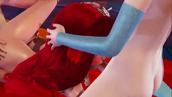 Triple Futa - Anna, Elsa and Ariel - Frozen and Little Mermaid 3D Porn