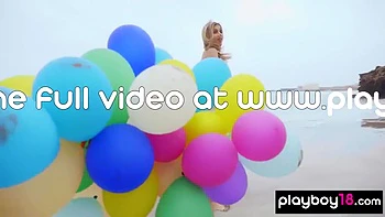 Italian Mature Blond Plays With Balloons