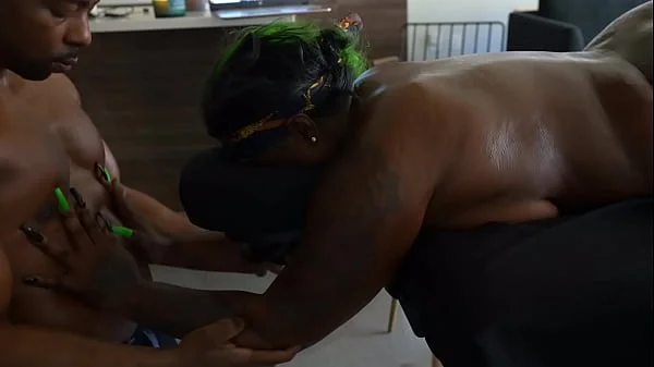 A Sensual massage with a thick brown skin BBW
