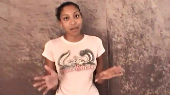 Slim amateur ebony teen fucks her pussy with a dildo in solo