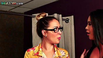 Beauty CFNM babes sucking BBC dude