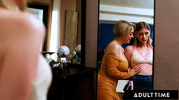 ADULT TIME - Busty MILF Dee Williams Comforts Stepbae Melody Marks By SCISSORING  EATING HER PUSSY!: Porn