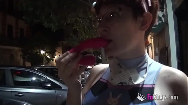 FREE PUBLIC BLOWJOBS from busty teen Meraki in the street