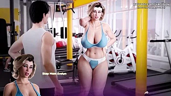 Big Ass Busty MILF Stepmom Twerking in Public Gym for Stepson - Hentai Game Sex