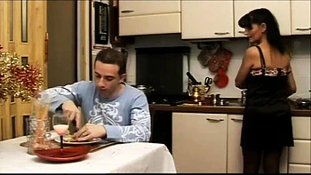 Kitchen Sex Surprise with Voluptuous Cougar MILF Big Tits