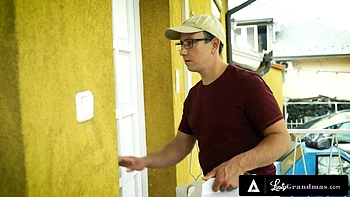 LUSTY GRANDMAS - Horny Granny Marsha Seduces Delivery Stud for Hard Fuck: Porn