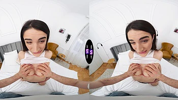 A hot brunette couple has sex in various poses, including doggy style