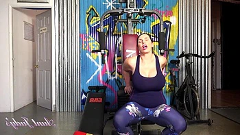 Aunt Josephine masturbates at the gym: Big Tits, Hardcore  Brunette Porn