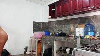 18+ Year Old Girl With Perfect Tits Completely Naked In The Kitchen. Real Homemade Video