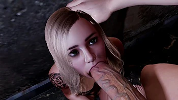 Hot Blonde in a BDSM Deep Throat Blowjob