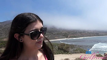 Pervert dude fucked brunette teen Lily Winters in the car outdoors