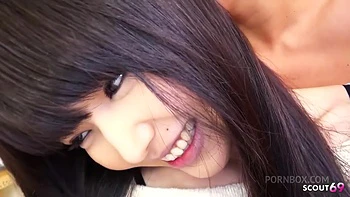 Small Teen from Japan get First Creampie Sex after Squirt Orgasm by older Guy