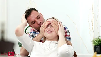 Threesome with double penetration for a horny blonde