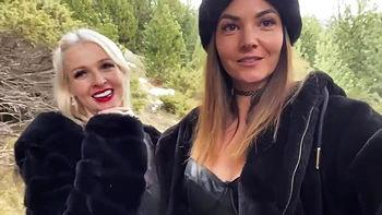 Jade And Her Friend In A Threesome Sucking Cock Outdoors