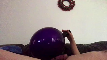 Cumming From Blowing Up A Huge Purple Q24 Balloon: Amateur, Cumshot  Big Dick Porn