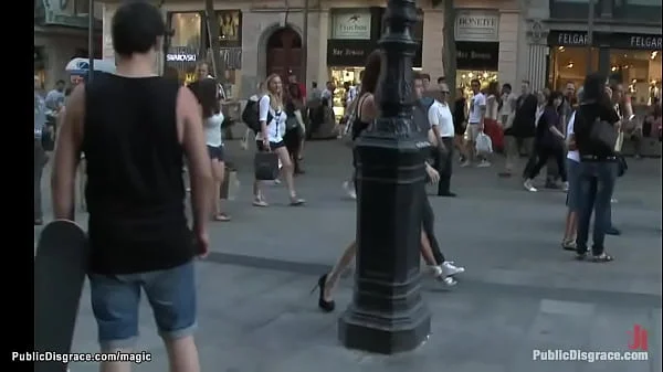 Busty naked Latina walked in public