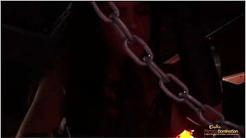 This Naughty Brunette Femdom Is Filled With Joy As She Teases Her Restrained Man