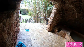 Big ass girl fucked by handsome stranger inside hot sauna