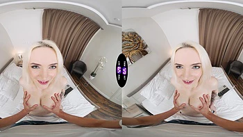 Blonde teen riding cock in reverse cowgirl in vr