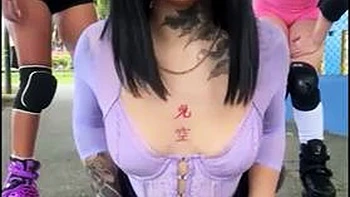 Naughty Latinas Flash Tits in Public - Before Lesbian Threesome with Dripping Pussies: Porn