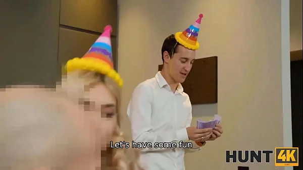 HUNT4K. Bimbo blonde has anal sex with stranger while her man watches this